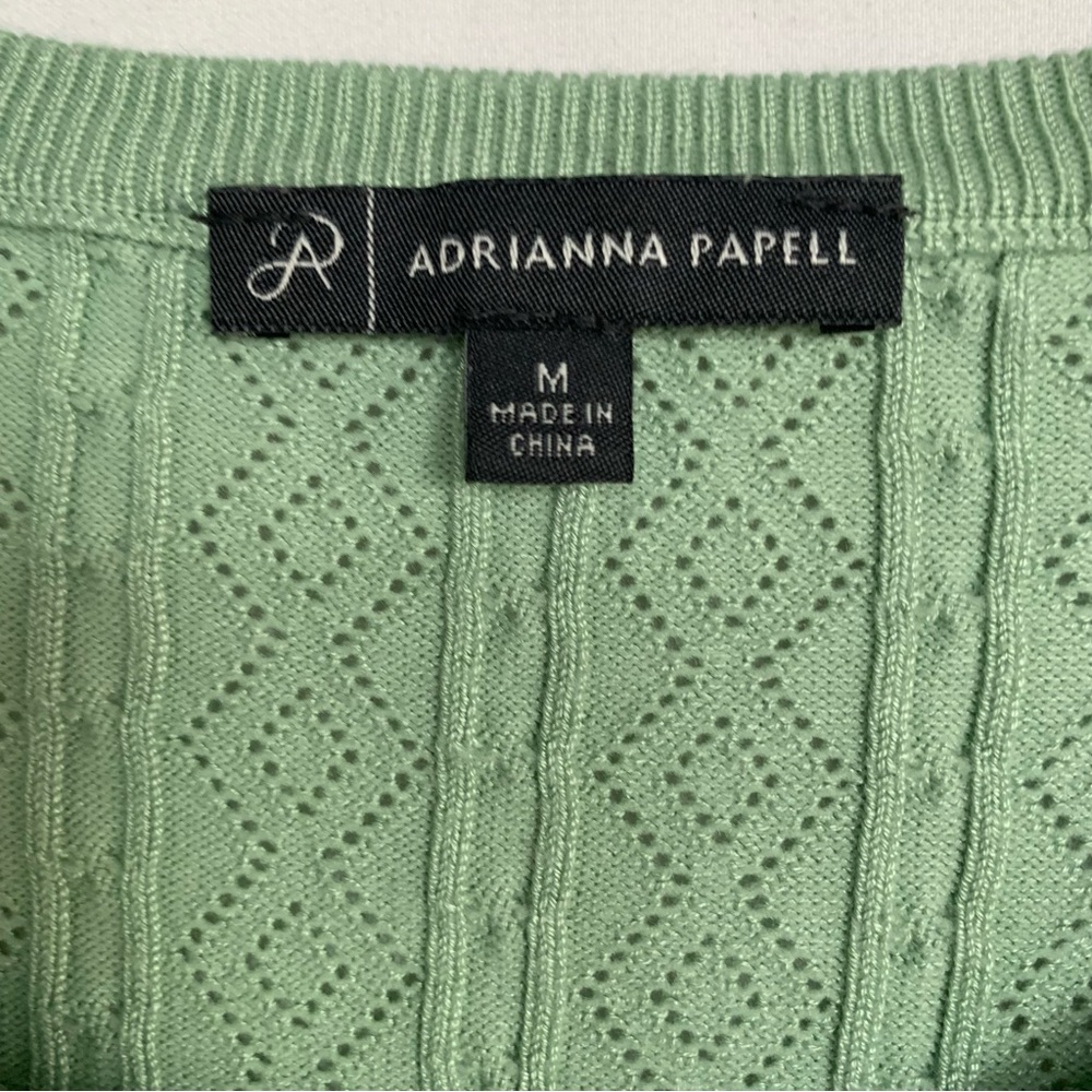 Adrianna Papell M Short Sleeve Mint Green Pastel Pointelle Knit Top - Picture 6 of 8